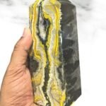 Stunning 7” Bumble Bee Jasper Crystal Druzy Tower Point Obelisk Natural Gemstone 2