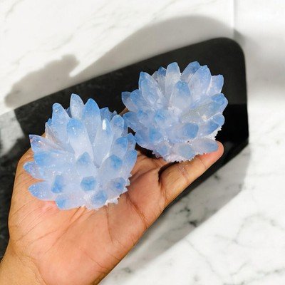 Beautiful Blue Aquamarine Natural Clusters Geode Points Family Points Healing 3” 2