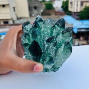 Large Green Phantom Crystal Cluster Handmade Crystal Raw Green Phantom Geode 2