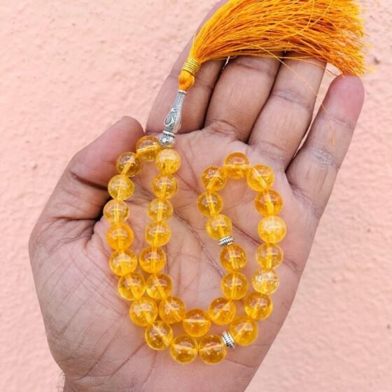 Natural Citrine Agate Tasbeeh Yellow Citrine Muslim Tasbih Favor Aqeeq Prayer 1