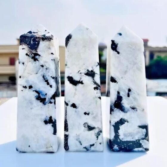 Large Rainbow Moonstone Crystal Tower Handmade Crystal Point For Home Decor 1