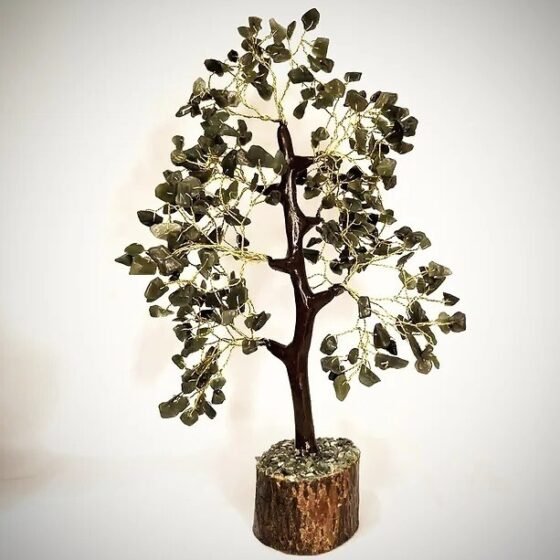 Natural Green Jade Tree Healing Gemstone Crystal Bonsai Fortune Money Tree 1