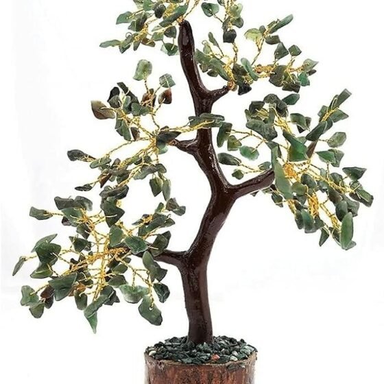 Natural Green Jade Tree Healing Gemstone Crystal Bonsai Fortune Money Tree 2