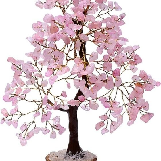Rose Quartz Crystal Tree Christmas Tree Gemstone Bonsai Fortune Money Tree 1
