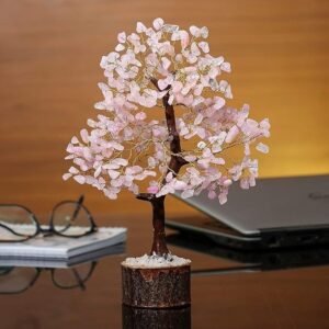 Rose Quartz Crystal Tree Christmas Tree Gemstone Bonsai Fortune Money Tree 2