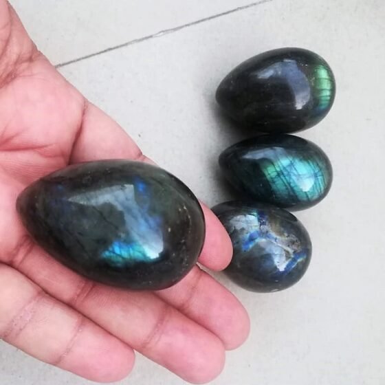 Set Of 2Pcs Large Flashy Labradorite Crystal Egg For Home Office Decorative 1
