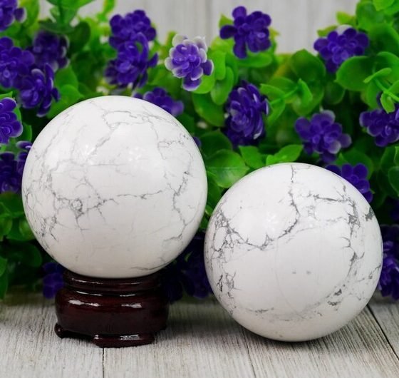 Large Howlite Crystal Sphere Ball Handmade Crystal Home Office Decorative 1
