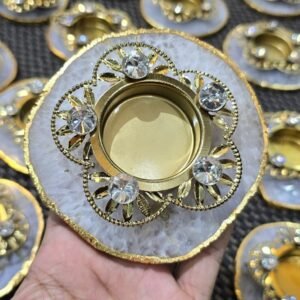 Natural Agate Coaster Candle Holder Diwali Healing Crystals Home Office Crystal 2