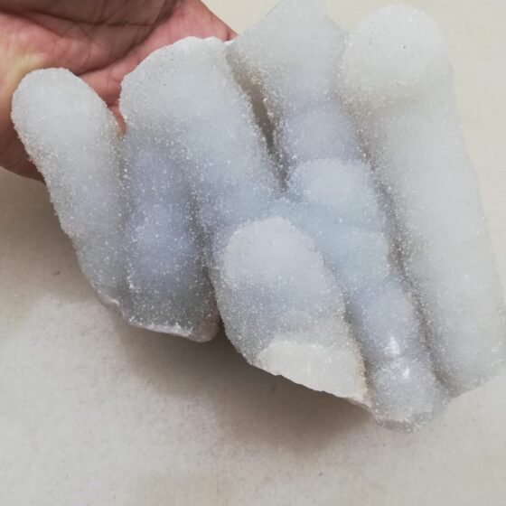 Large White Quartz Coral Chalcedony Druzy Geode Stalactite Cluster 2.8 LBS 5" 2