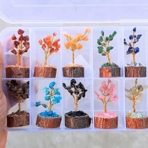 12Pcs Set Crystal Tree Box Handmade Crystal Multi Stone Trees Home Office Decor 1