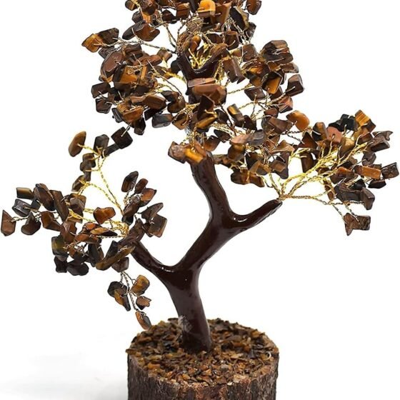 Large Tiger Eye Crystal Tree Handmade Crystal Home Office Decorative Gem Tree 1