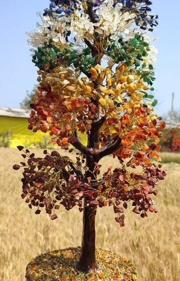 Large Seven Chakra Crystal Tree Handmade Crystal Gemstone Tree 2000Stone 25" 1