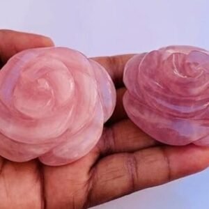 Large Hand-Carved Rose Quartz Crystal Flower Decorative Rose Handmade Flower 1