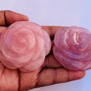 Large Hand-Carved Rose Quartz Crystal Flower Decorative Rose Handmade Flower 2