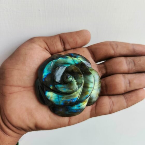 Large Flashy Labradorite Crystal Flower Handmade Crystal Home Office Decorative 1