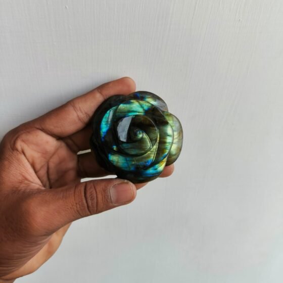 Large Flashy Labradorite Crystal Flower Handmade Crystal Home Office Decorative 2