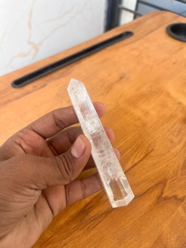 1Pcs Clear Quartz Crystal Point Handmade Crystal Home Office Decorative Tower 1