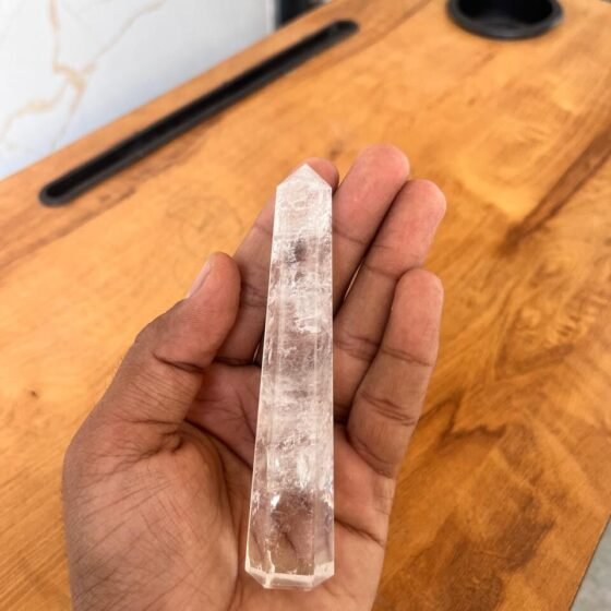 1Pcs Clear Quartz Crystal Point Handmade Crystal Home Office Decorative Tower 2