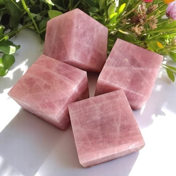 Large Rose Quartz Crystal Cube Handmade Crystal Home Office Decorative Cube 1