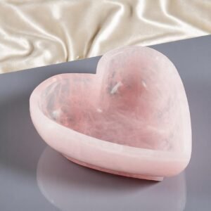 Beautiful Rose Quartz Crystal Heart Shape Crystal Bowl Handmade Crystal Bowl 1