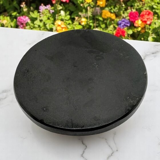 Natural Black Tourmaline Charging Round Shape Plate Remove Negative Energy 1