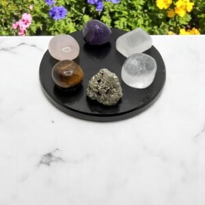 Natural Black Tourmaline Charging Round Shape Plate Remove Negative Energy 2