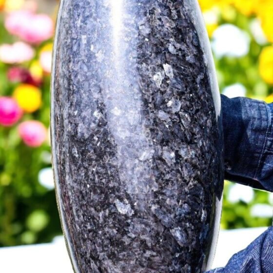 Large Silver Larvikite Crystal Lingam Handmade Crystal Home Office Decorative 1