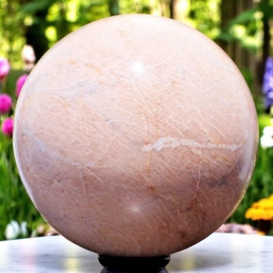 Large Peach Moonstone Crystal Sphere Handmade Crystal Home Office DecorativeBall 2