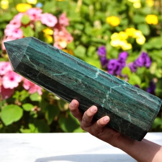 Large Green Kyanite Crystal Tower Handmade Crystal Home Office Decorative Point 1