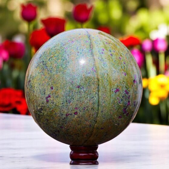 Large Ruby Fuchsite Crystal Sphere Handmade Crystal Home Office Decorative Ball 1