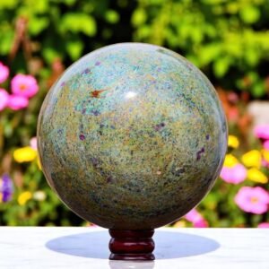 Large Ruby Fuchsite Crystal Sphere Handmade Crystal Home Office Decorative Ball 2