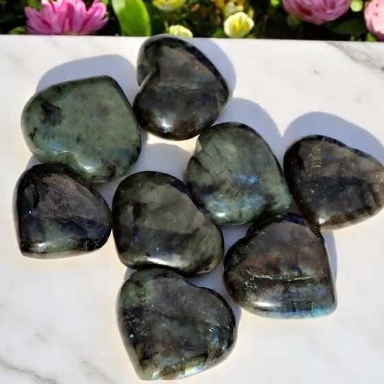 Set Of 10Pcs Labradorite Crystal Heart Handmade Crystal Home Office Decorative 1