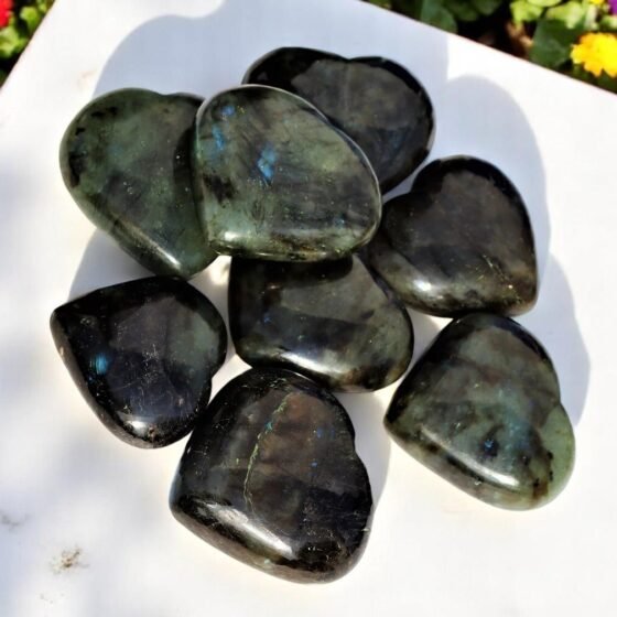 Set Of 10Pcs Labradorite Crystal Heart Handmade Crystal Home Office Decorative 2