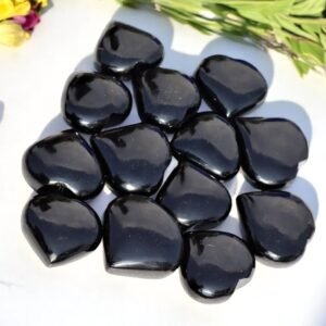 Set Of 10Pcs Black Obsidian Crystal Heart Handmade Crystal Home Office Decor 1