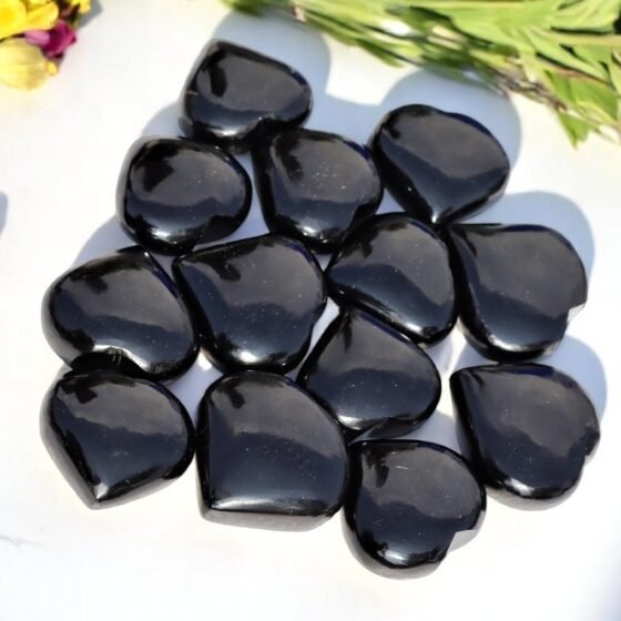 Set Of 10Pcs Black Obsidian Crystal Heart Handmade Crystal Home Office Decor 1