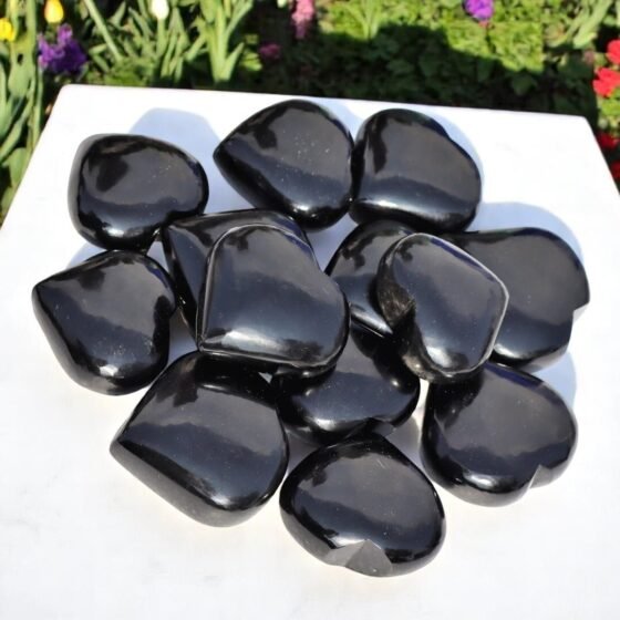 Set Of 10Pcs Black Obsidian Crystal Heart Handmade Crystal Home Office Decor 2