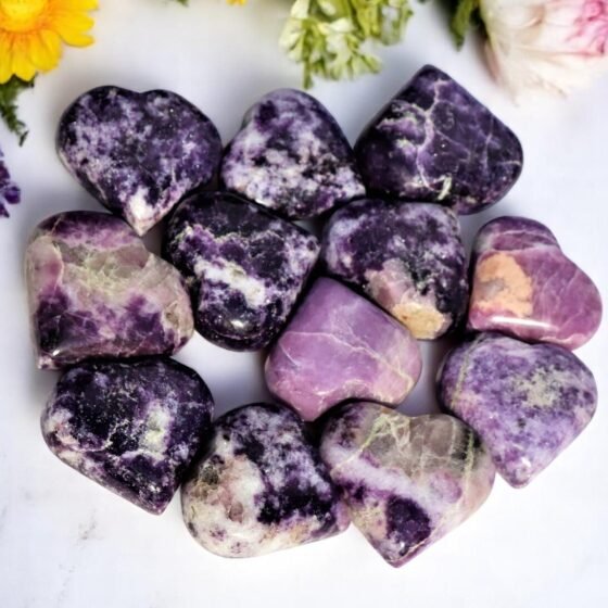 Set Of 10Pcs Lavender Lepidolite Crystal Heart Handmade Crystal Home OfficeDecor 2