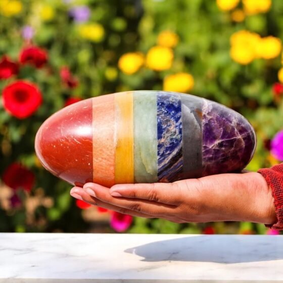 Large 7chakra Crystal Lingam Handmade Crystal Home Office Decorative Lingam 1