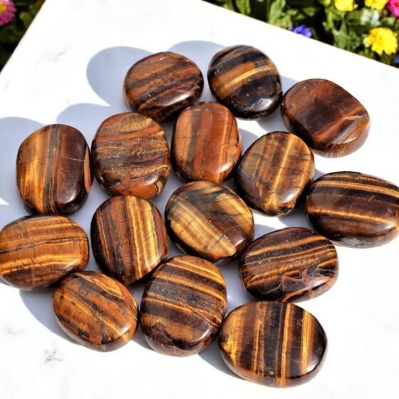 Set Of 10Pcs Tiger Eye Crystal Palmstone Handmade Crystal Home Office Decor 1