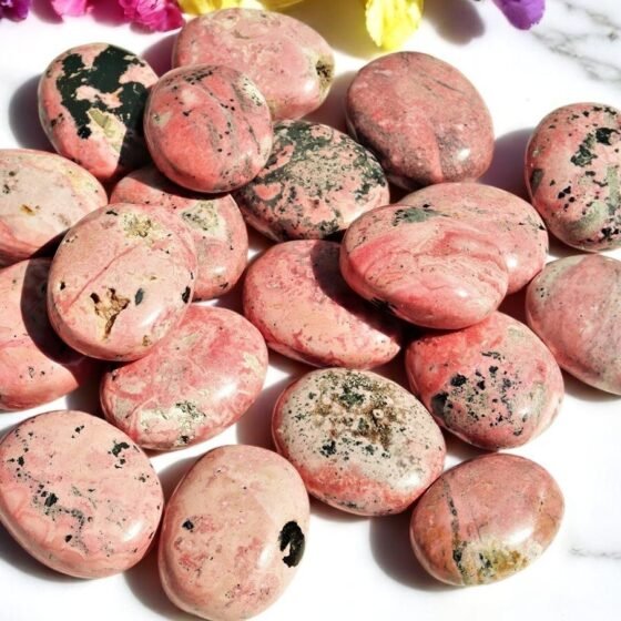 Set Of 10Pcs Rhodochrosite Crystal Palmstone Handmade Crystal Home Office Decor 1