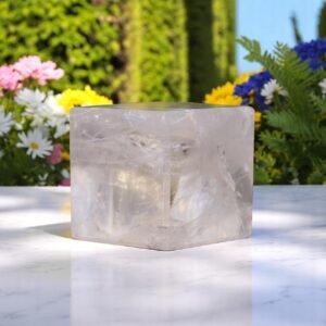 Large Clear Quartz Crystal Cube Handmade Crystal Home Office Decorative Cube 1