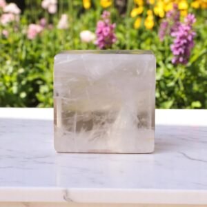 Large Clear Quartz Crystal Cube Handmade Crystal Home Office Decorative Cube 2