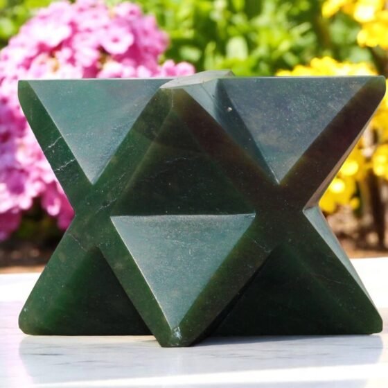 Large Green Vivianite Crystal Merkaba Star Handmade Crystal Home Office Decor 1