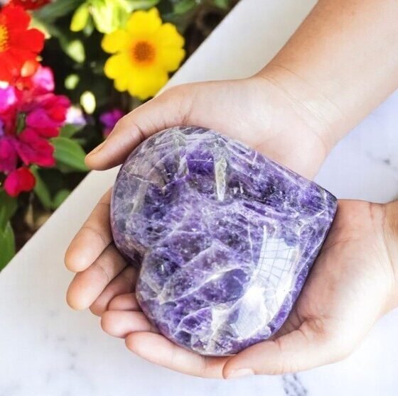 Large Amethyst Crystal Heart Handmade Crystal Home Office Decorative Heart 1