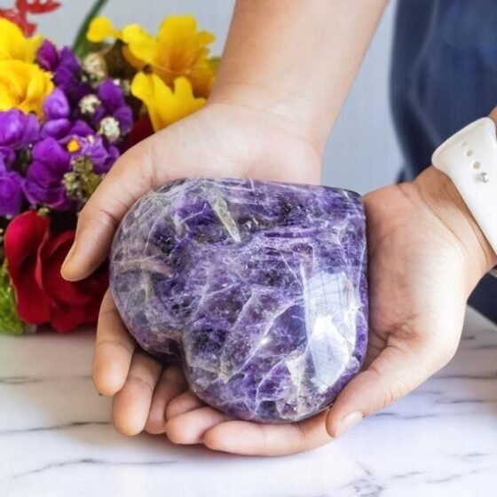 Large Amethyst Crystal Heart Handmade Crystal Home Office Decorative Heart 2