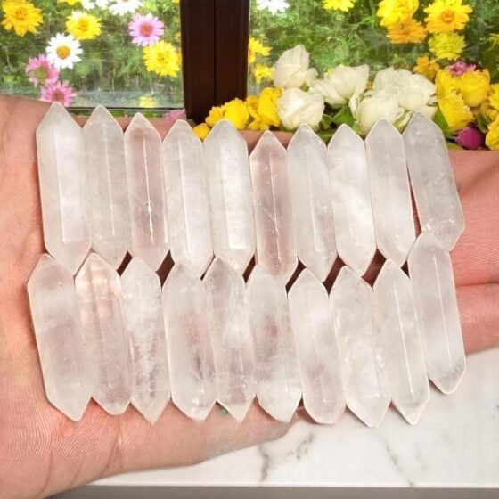 20PCS Set Clear Quartz Crystal Double Points Healing Tower Gemstones 2-3" Gift 1