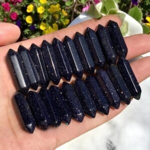20PCS Set Blue Gold StoneCrystal Double Points Healing Tower Gemstones 2-3" Gift 1