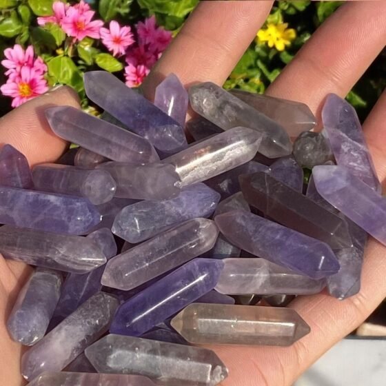 20PCS Set Fluorite Crystal Double Points Healing Tower Gemstones Reiki 2-3" Gift 1