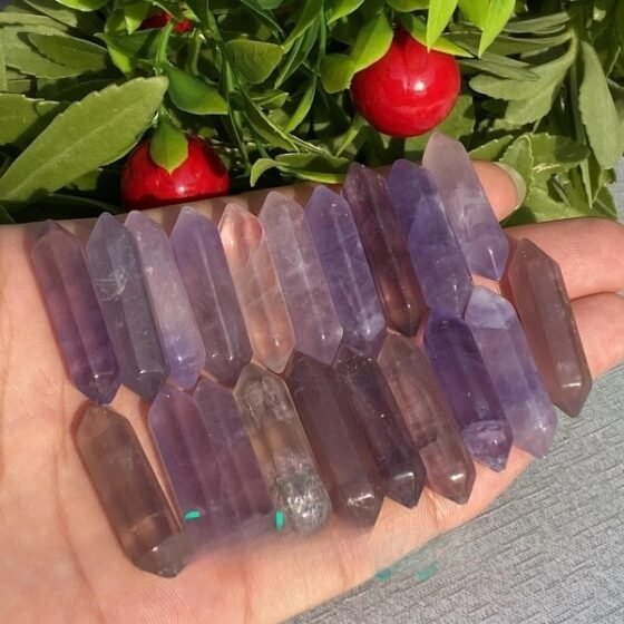 20PCS Set Fluorite Crystal Double Points Healing Tower Gemstones Reiki 2-3" Gift 2