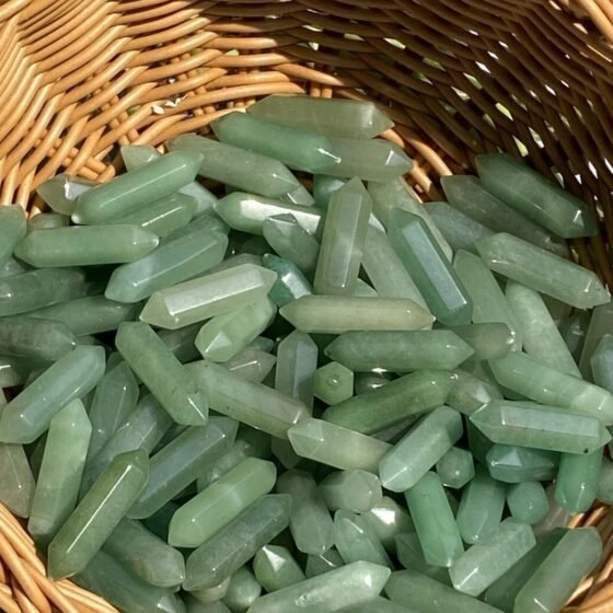 20PCS Set GreenAventurineCrystal Double Points Healing Tower Gemstones 2-3" Gift 1